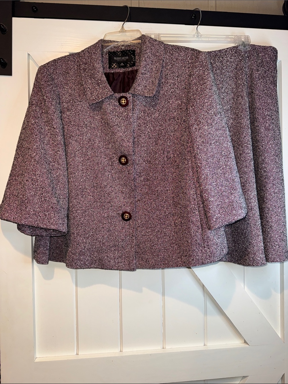 Liz Claiborne Lavender Tweed Skirt Set - Cropped Jacket & A-Line Skirt
